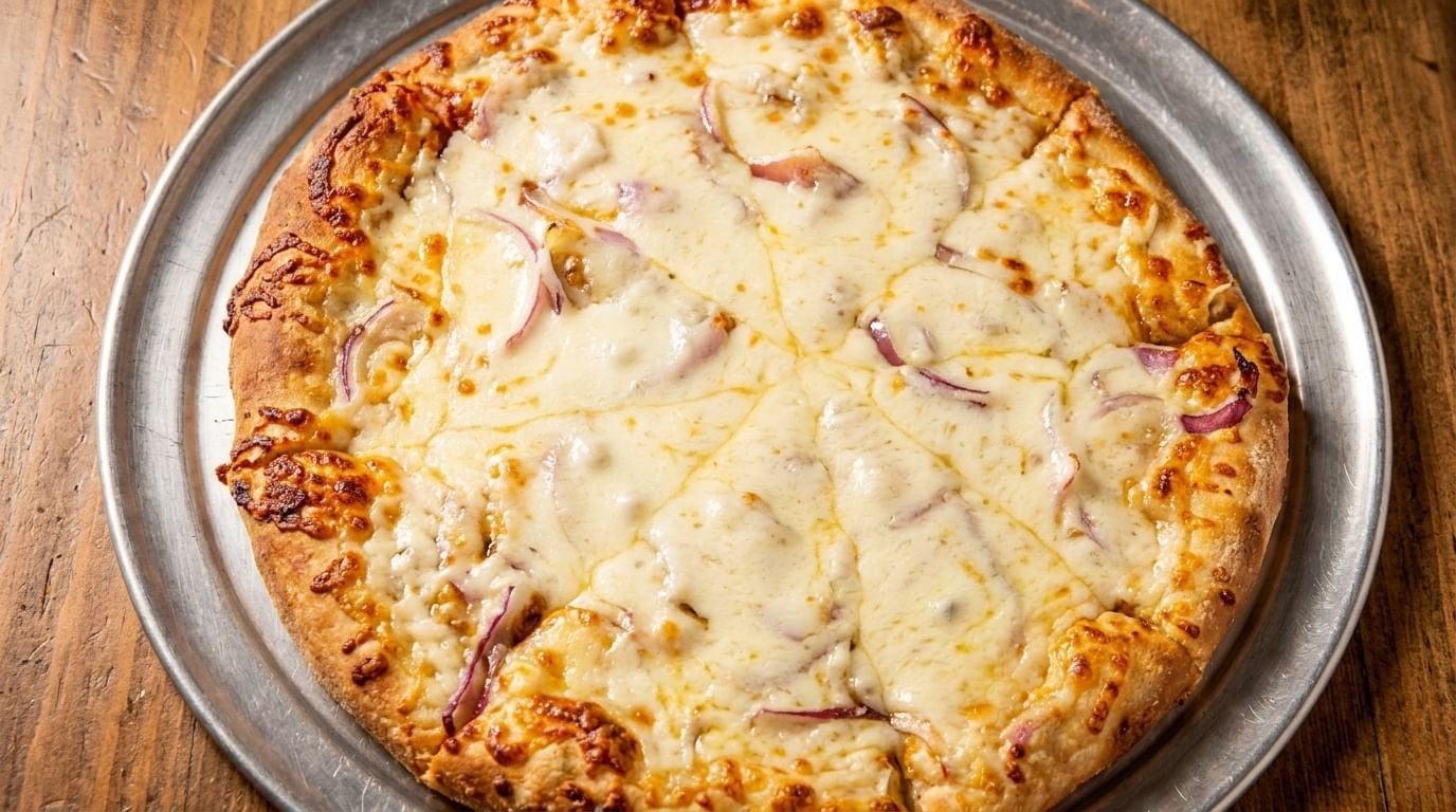 Chicken Alfredo Pizza.
